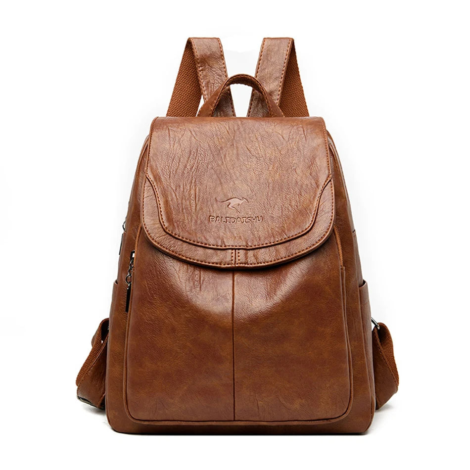 LEDA | LEATHER ANTI-THEFT RUCKSACK