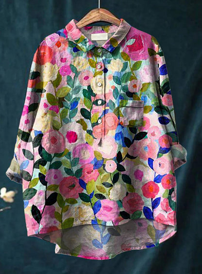 Luxe Floral Cotton Blouse