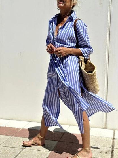 Veronica Stripe: Chic Shirtdress