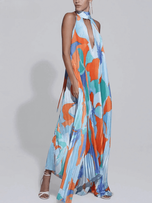 Aurelia™️ Halter Neck Maxi Dress