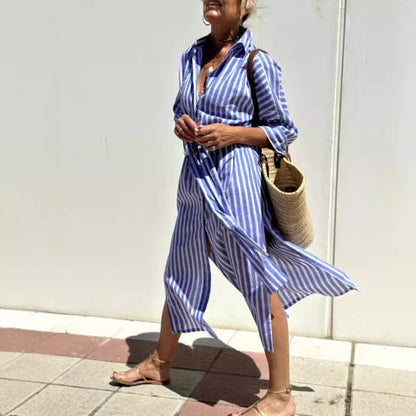 Veronica Stripe: Chic Shirtdress