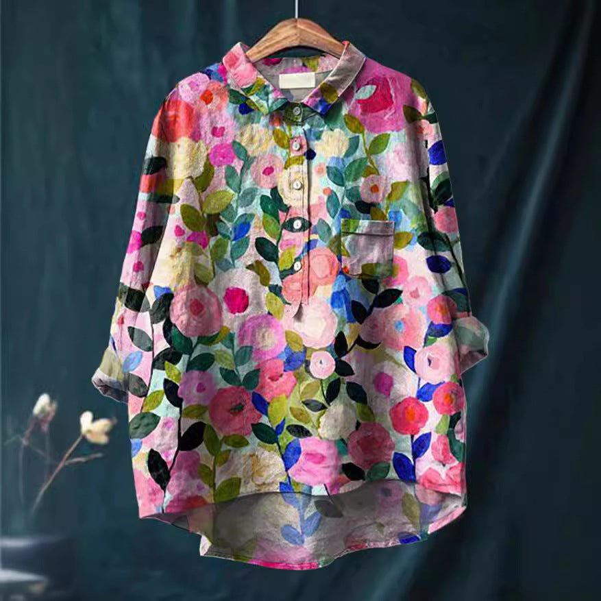 Luxe Floral Cotton Blouse